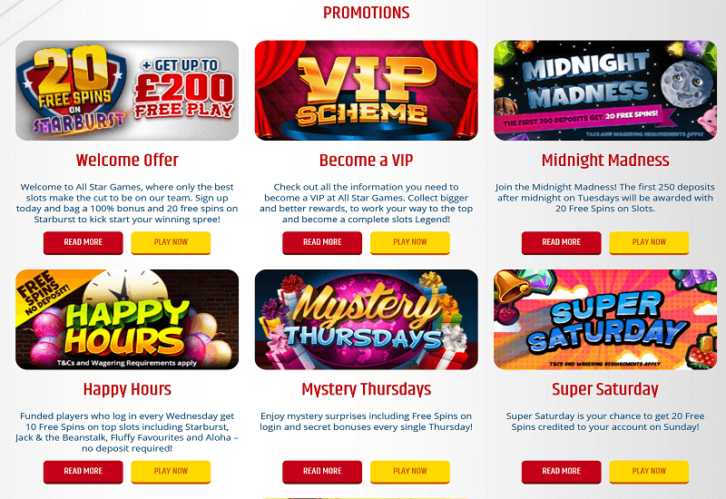 All Star Games Casino Promotion