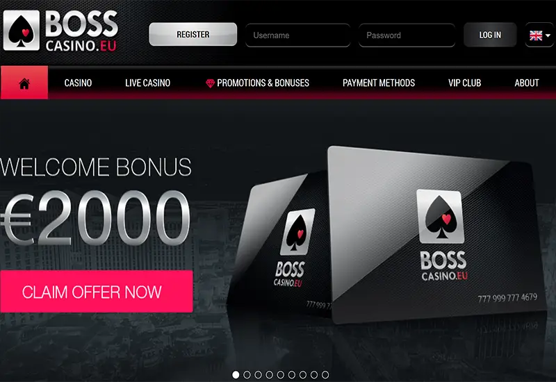 Boss Casino Home Page