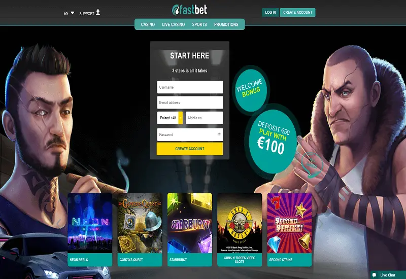 FastBet Casino Home Page