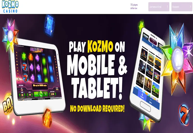 Kozmo Casino Home Page