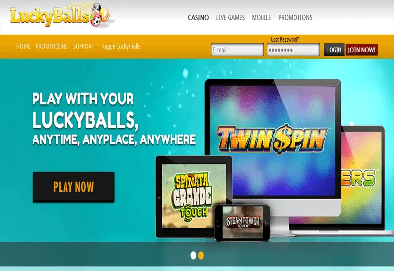 Lucky Balls Casino Home Page