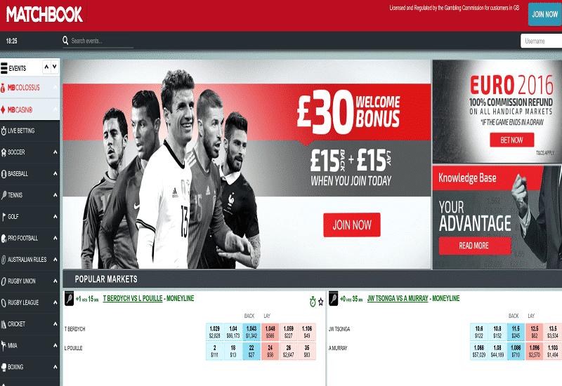 Matchbook Casino Home Page