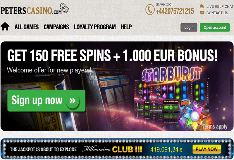Peters Casino Home Page