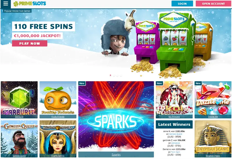 Prime Slots Casino Home Page