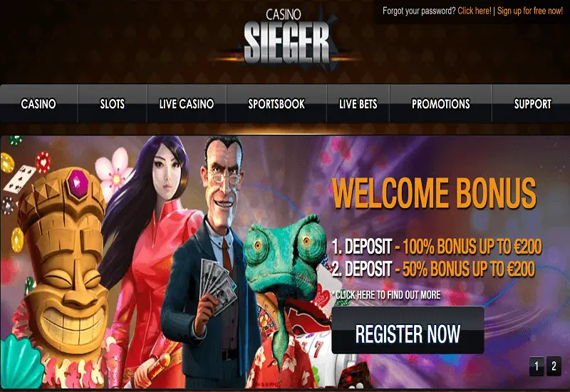 Sieger Casino Home Page