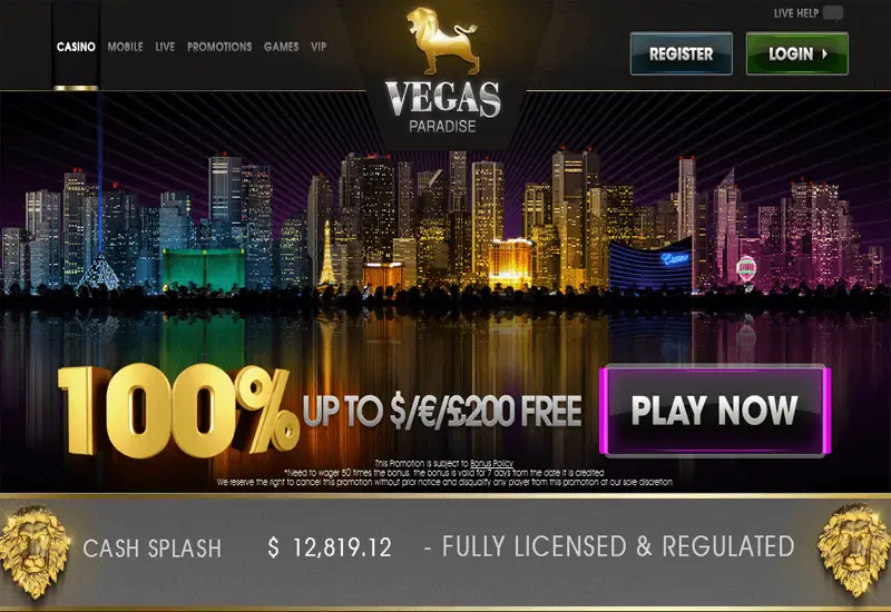 Vegas Paradise Casino Home Page
