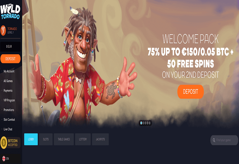 Wild Tornado Casino Home Page
