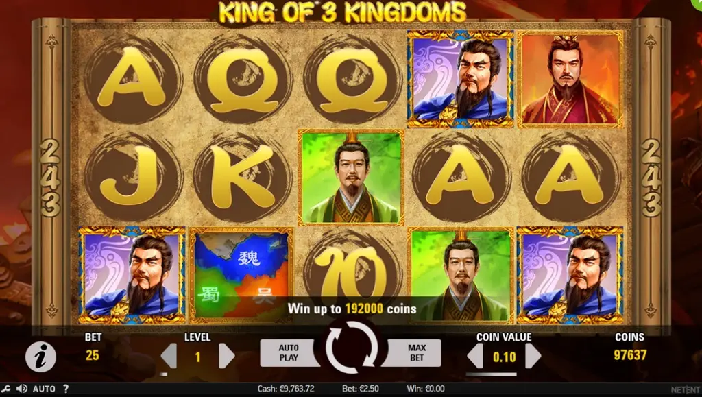King of 3 Kingdoms Video Slot - NetEnt
