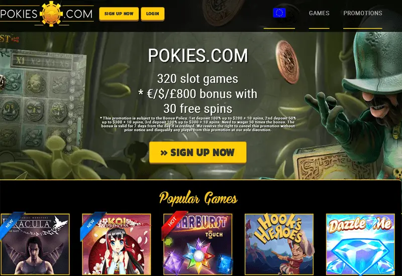 Pokies.com Casino Home Page